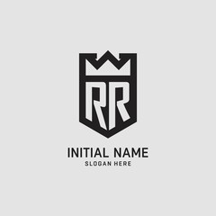 Initial RR logo shield shape, creative esport logo design © miftachu