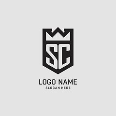 Initial SC logo shield shape, creative esport logo design © miftachu