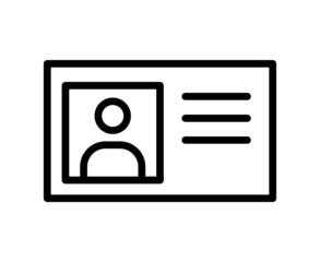 Identification card flat line icon. Document control, Identity card badge. Outline sign for mobile concept and web design, store