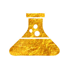 Hand drawn gold foil texture icon Beaker