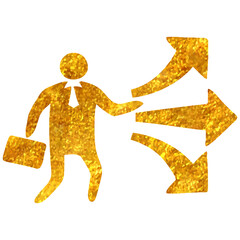 Hand drawn gold foil texture icon Businessman choice