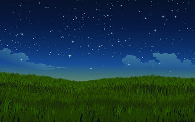 Naklejka premium night sky in meadow with stars