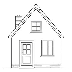 Little family house - stock outline illustration of a building