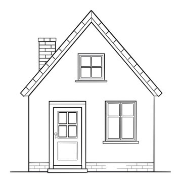 Little family house - stock outline illustration of a building