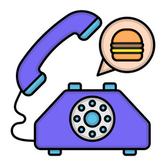 Ordering via Phone Concept, Answering Service For Catering Business vector color icon design, Retail Food delivery service symbol, Touch less Meal Courier Sign, Grocery pickup stock illustration