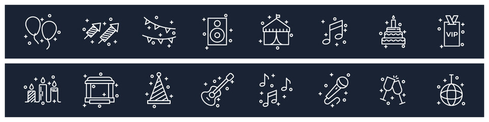 set of Music Festival or party elements symbol template for graphic and web design collection logo vector illustration