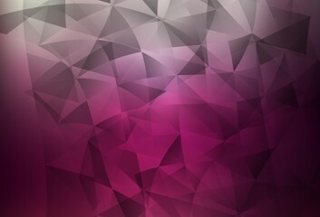 Dark Pink vector background with triangles.
