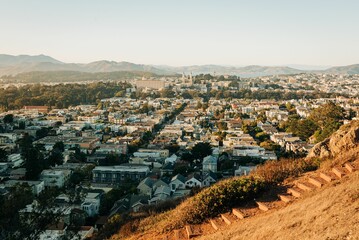 Staircase and view from the overlook at Tank Hill Park, San Francisco, California