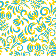  seamless floral pattern. Brush curve elements background