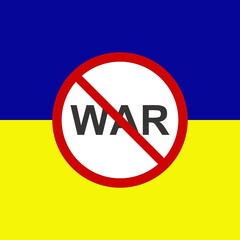 The National flag of ukraine and sign calling for the stop war. Vector illustration stop the war