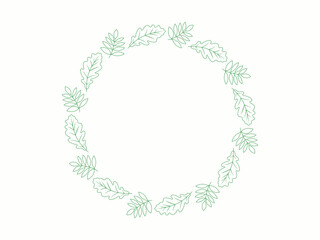 Ring of linear leaves. Round pattern with space for text in the center.