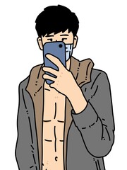 cute man cartoon on white background