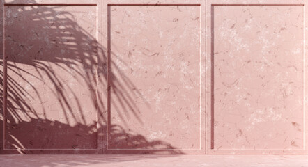 Premium abstract concrete texture background with palm leaves shadow on the wall