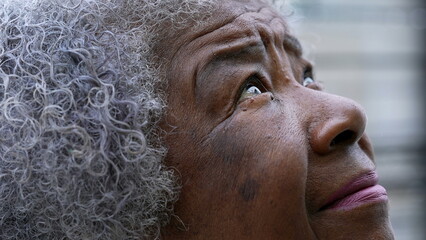 A spiritual older woman eyes in meditation and contemplation