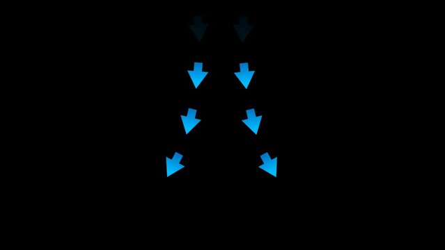 Blue arrow wind motion direction animation, alpha channel