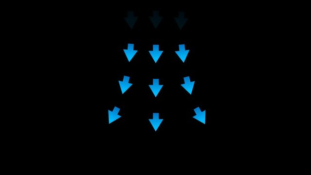 Blue arrow wind motion direction animation, alpha channel