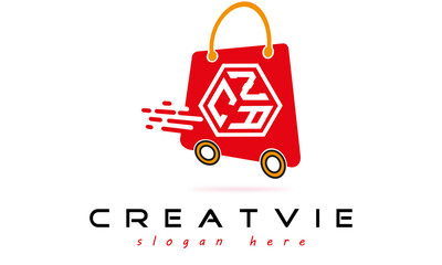 CZA three letter monogram type eCommerce creative initials letter logo design vector template. - obrazy, fototapety, plakaty