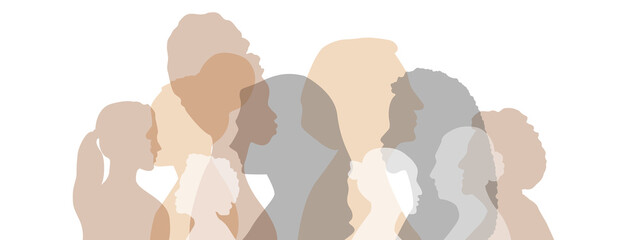 Women of different ethnicities together. Flat vector illustration.