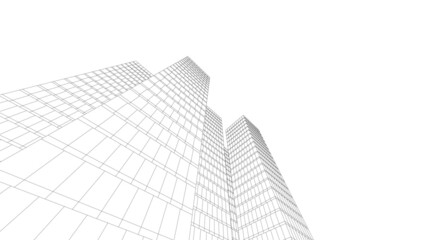 Fototapeta premium Architecture building linear 3d illustration 