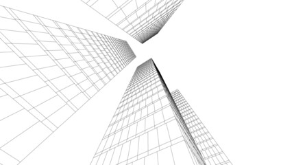 Fototapeta premium Architecture building linear 3d illustration 