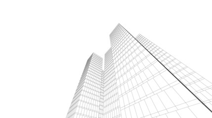 Fototapeta na wymiar Architecture building linear 3d illustration 