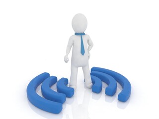 3d illustration WiFi symbol with leader business man
