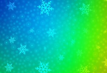 Light Blue, Green vector pattern in Christmas style.