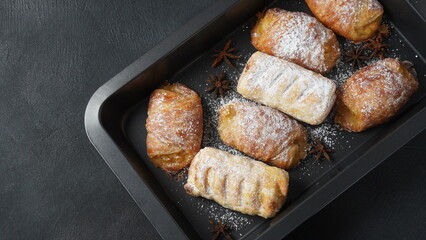 Puff pastry ,apple pastry turnovers for dessert