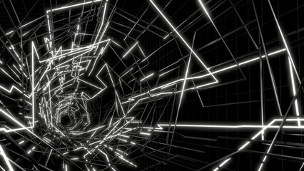 グリッド ワイヤーフレーム VJ トンネル 白黒 [別Verあり]