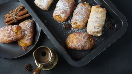 Puff pastry ,apple pastry turnovers for dessert