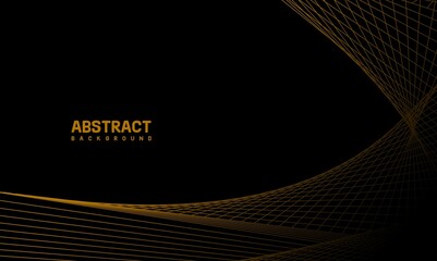Abstract gold color lines on black background