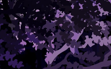 Fototapeta na wymiar Dark Purple vector doodle background with leaves, branches.