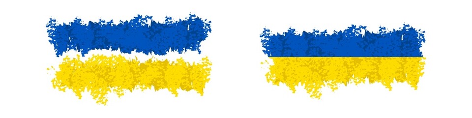 Yellow and blue flag of Ukraine on a white background. 