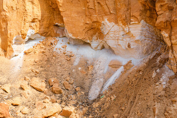 Sand quarry, white and red sand, mining