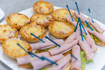 snacks canapes on skewers