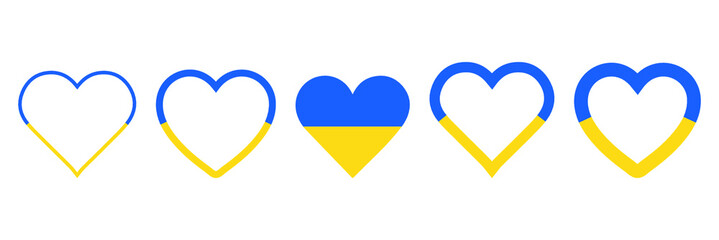 Set of ukrainian hearts. Heart of ukraine. Vector illustration.