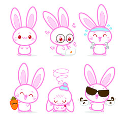 Set Kawaii Happy Little Bunny