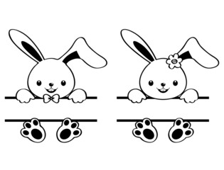 Cute Easter Bunny Silhouette Set