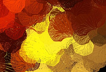 Fototapeta na wymiar Dark Orange vector abstract pattern with leaves.