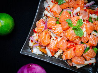 mix spicy salmon salad on lunch