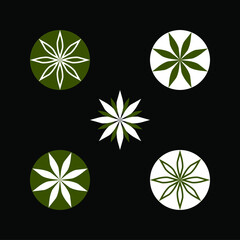 shuriken, war, peace, flower, daisy, army, green, white, monogram, flat, design, symbol, art, geometric, concept, illustration, initial, logo, ideas, brand, shape, patterns, abstract, sign, company, e