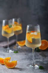 Glasses with traditional Hungarian drink spritz - mix of wine and mineral water