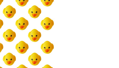 pattern of yellow rubber ducks on a white background