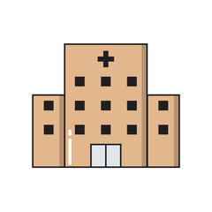 Hospital simple medical icon in trendy line style isolated on white background for web apps and mobile concept. Illustration