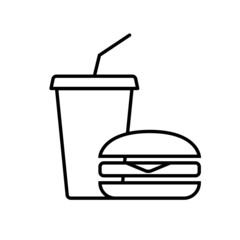 Burger and lemonade. Simple food icon in trendy line style isolated on white background for web applications and mobile concepts. illustration