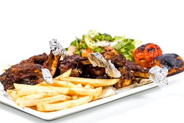 Arabic food and Persian cuisine on isolated background