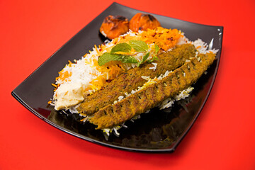 Arabic food and Persian cuisine on isolated background