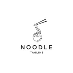 Noodle ramen line logo icon design template