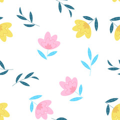 Summer Flower Seamless Pattern Background Illustration