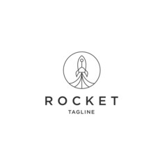 Rocket line logo icon design template